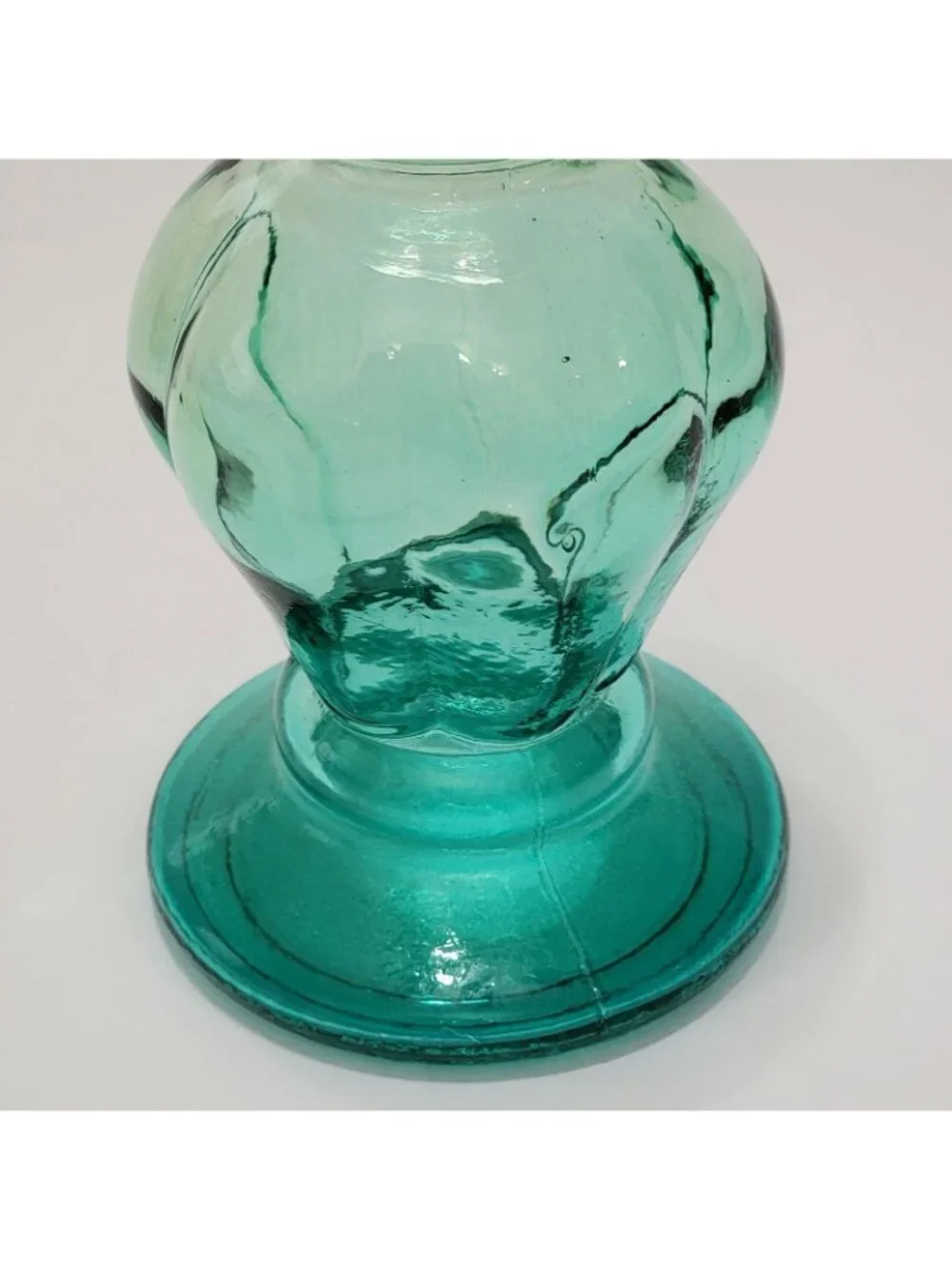 GREEN BLUE Glass Vase Candle Holder Hand